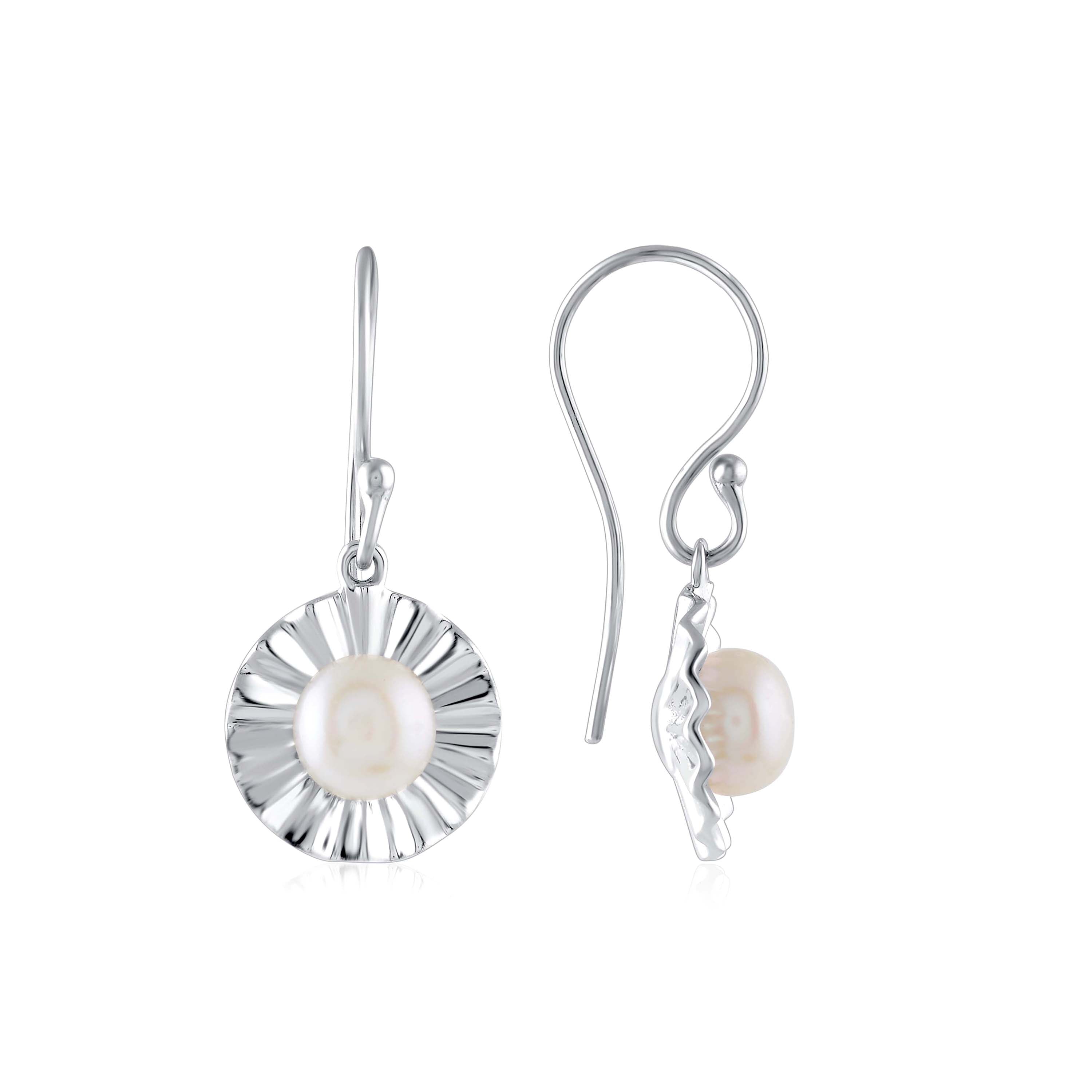 Sterling Silver Flower Design Earring - Krishna Jewellers Pearls and Gems